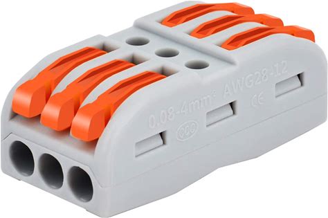 Wire Connectors Push-In,Nineleaf 3 in And Out Push Wire Conductor Compact Connectors Wire Connectors For 3 Circuit Inline Splices, Cables From 28 To