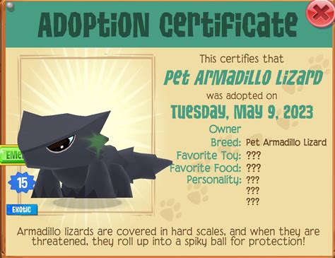 Armadillo Lizard Pet! Level 15 Ajpw Pet. Cheap. CHECK DESCRIPTION