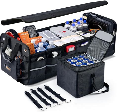 Astroai Car Trunk Organizer Storage Large For SUV, Truck, Pickup, Collapsible Portable Storage Box With Cooler Bag, Foldable Cover