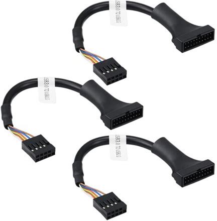 3-Piece Set 2.0 To 3.0 Adapter 9-Pin Connector Front Panel Connector 19-Pin Male To 9-Pin Female For Computer Case Desktop Case
