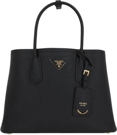 Prada Women's Logo Detailed Medium Tote Bag - Black - Shoulder Bags
