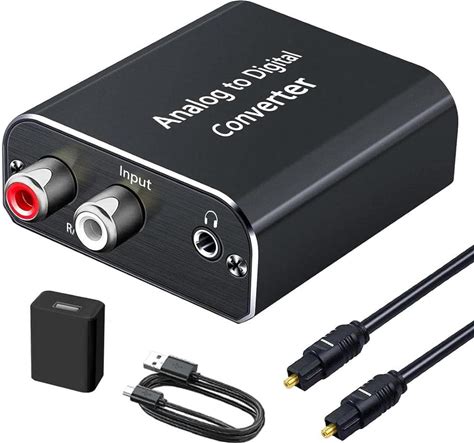 Analog To Digital Audio Converter Aluminum RCA To Optical With Optical Cable Compatible With PS4 Xbox HDTV DVD Headphone