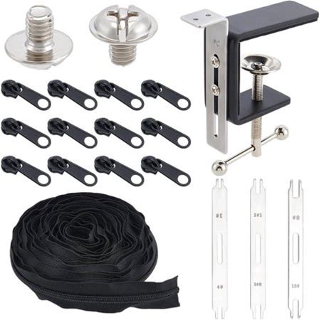 Sewing Zipper Installation Tool Spare Repair Attachments For No Lock Slider With Iron Sheet & Screw With Plastic Zip-Fastener Components And Nylon Clo