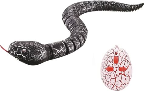 Giveme5 RC Snake Toy, 16" Remote Control Snake Toy Rechargeable RC Snake Realistic Cobra Toy For Kids Birthday Party Gift Play (Black)