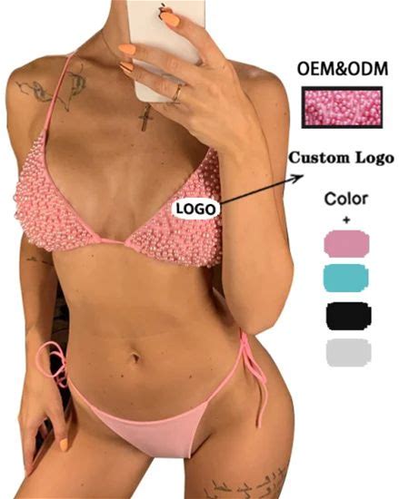 Wholesale Micro String Pearl Bikini Swimwear Custom Biquini Sexy C String Swimsuit