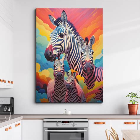 Iconic Zebra Abstract Oil Painting Animal Style Wall Art Framed Canvas Poster Print, Home/Office Room Decor Gifts