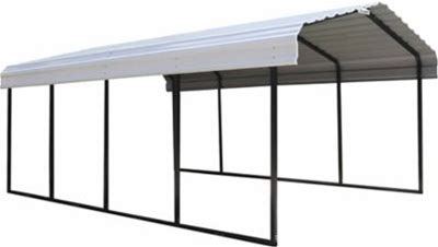Arrow 12 ft. X 20 ft. Steel Galvanized Carport, Black/Eggshell