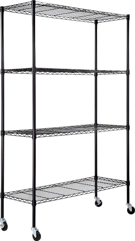4-Tier Adjustable Heavy Duty Metal Storage Rack On Wheels - 47.2" X 17.7" X 74"