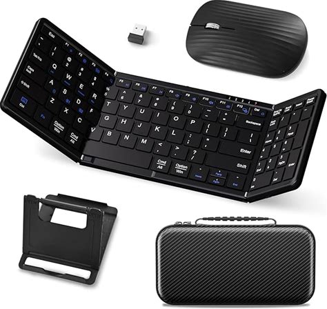 Foldable Keyboard And Mouse, Folding Bluetooth Keyboard Combo, Full-Size Portable Travel Keyboard & Mouse For Business Travel, Compatible With Laptop