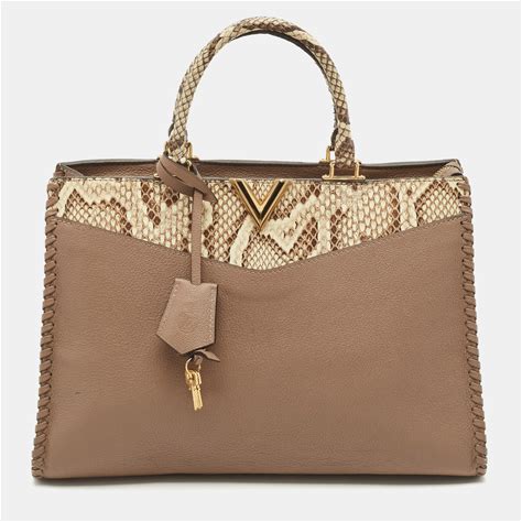 Louis Vuitton Beige/Cream Leather And Python Very Zipped Bag