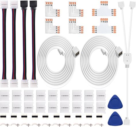 Icreating LED Strip Connectors 4 Pin, 5050 LED Light Connectors Kit Includes L Shape Connectors For Strip Lights 4Pin 10mm Strips Connectors For