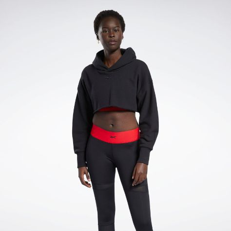 Reebok Cardi B Crop Womens Sweatshirt Black