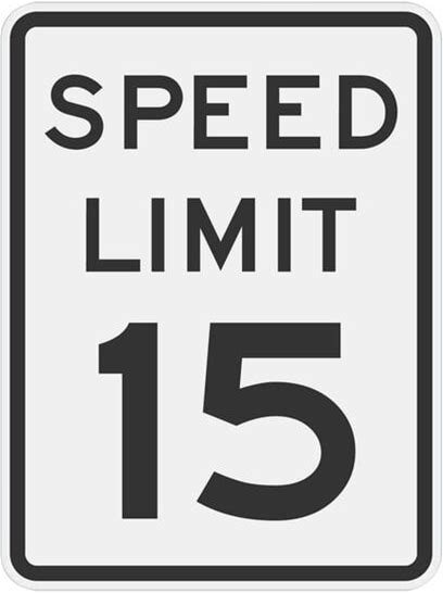 Lavex "Speed Limit 15" MPH Diamond Grade Reflective Black Aluminum Sign - 12" X 18"