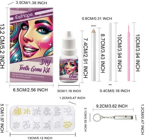 EELHOPE Teeth Makeup Kit Easy To Use Long Lasting DIY Professional Tooth Gems Kit With Light And Glue