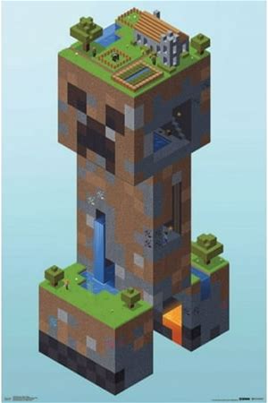 Minecraft - Creeper Village Laminated Poster Print (22 X 34)