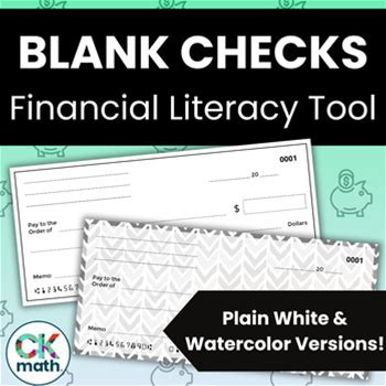 Blank Checks - Tool For Financial Literacy Lessons Or Classroom Economy