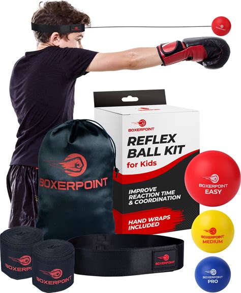 Boxing Reflex Ball For Adults And Kids - React Reflex Balls On String With Headband, Carry Bag And Hand Wraps - Improve Hand Eye Coordination,