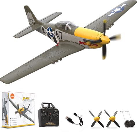 LEAMBE Brushless 4 Channel RC Plane, Ready To Fly Aerobatic Aircraft, Easy Control For Beginners, P51 Mustang RC Airplane For Adults Green