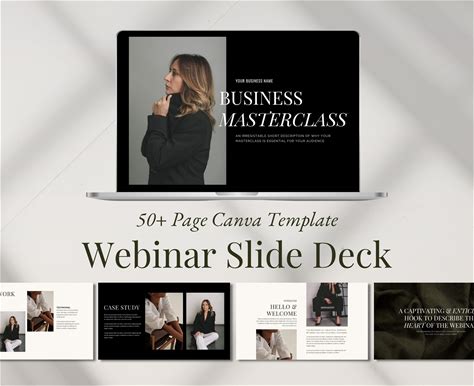 Webinar Slide Deck Canva Template: Modern Masterclass Presentation (50+ Editable Slides)