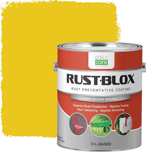Rust-Blox Interior Exterior Paint - 1 Gallon, Rust Preventative High-Gloss Oil-Based Enamel, Durable Metal Coating For Indoor & Outdoor Surfaces, Fad