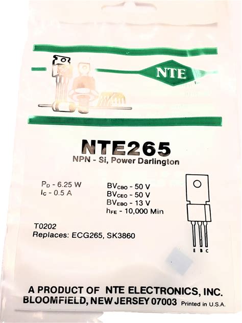 NTE265 "Original" NTE TO-202 Darlington Transistor 1 Pc