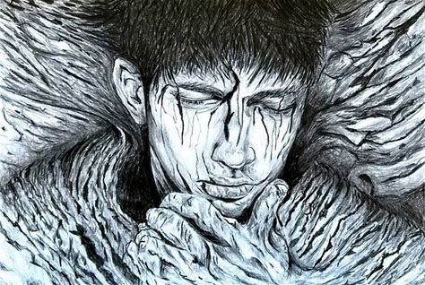 Abstract Drawing By Jonathan Goulbourne, Graphite On Paper, 11.7 X 8.3 in - Contemporary Original Artwork For Sale On Saatchi Art - "Fading In Thought