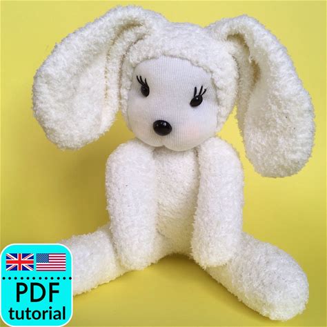 Sock Bunny Sewing Pattern. DIY Easy Sock Animal Plushie Tutorial. Handmade Gift Project Digital PDF.