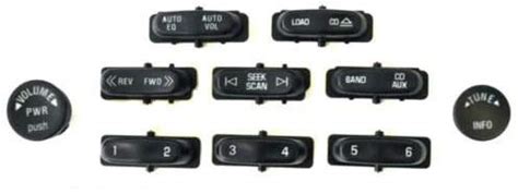 Radio Button Replacement & Knob Complete 10 Piece Set Fits 2003-2007 General Motors 6CD AM-FM