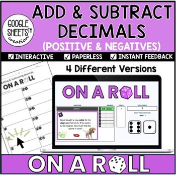Add & Subtract Decimals With Negative Numbers: Digital Activity