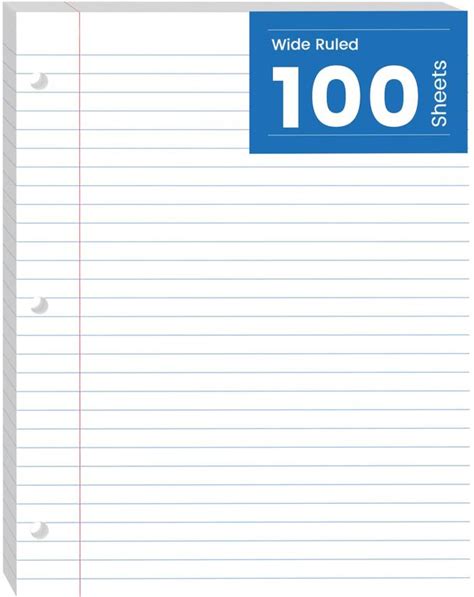 Loose Leaf Paper Lined Paper, 100 Sheets Notebook Paper, Binder Paper Wide Ruled, 8.5'' X 11'' Loose Leaf Notebook Paper