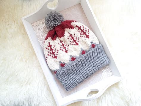Fair Isle Knit Hat Pattern, Knitting Beanie PDF,PDF Knitting Pattern Stranded Hat Pattern,Knit Women's Hat Pattern Instant Download