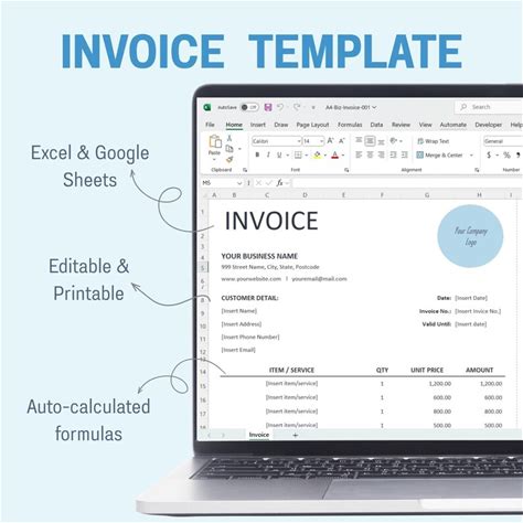 Invoice Template | Editable & Printable | Excel And Google Sheets
