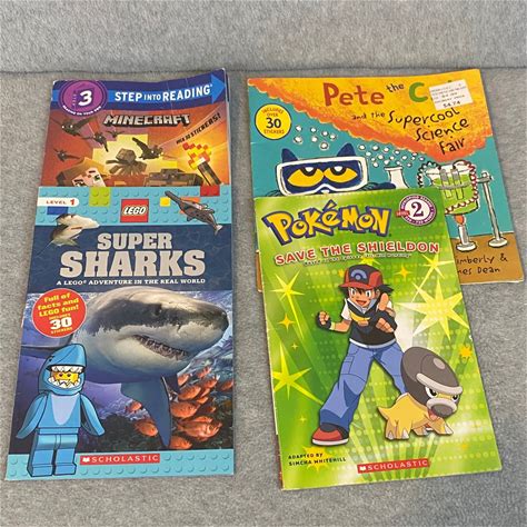 Scholastic Other | Scholastic Minecraft Pokemon Lego Pete The Cat Kids Book Lot 4Pc Multi Reading | Color: Blue/Green | Size: Osbb