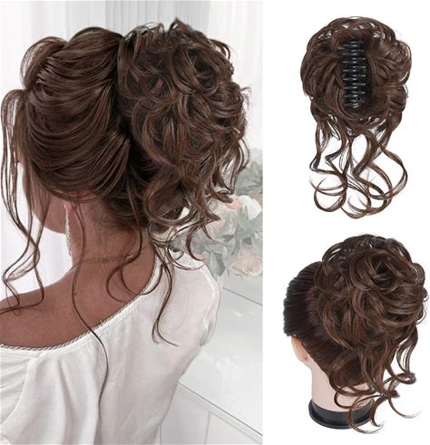 Foaoit Messy Bun Hair Piece Claw Clip Bun Hair Accessories For Women Messy Wavy Curly Hair Bun Extensions Short Tousled Updo Synthetic Hair Bun