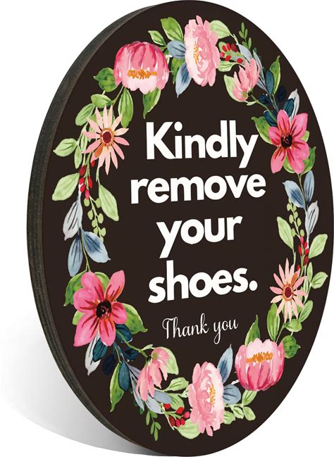 Kindly Remove Your Shoes Sign, Please Take Off Your Shoes No Shoes House Door Sign, For Indoor/Outdoor Home Or Business Use, 4" X 5" (With Strong