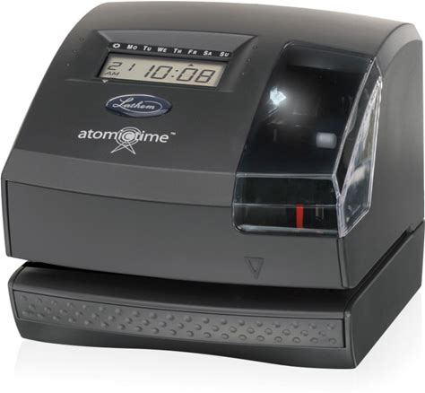 Lathem Atomic Time Clock With Tru-Align, 1600E, Unlimited Employees, 5.7"H X 6.3"W X 7.2"D, Gray LTH1600E