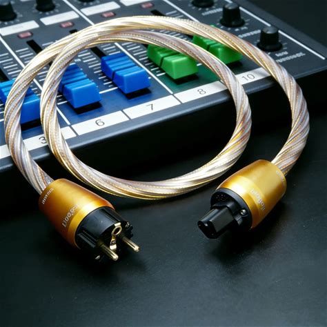 Gold Power Cable 8NOCC Silver Plated IEC320 C15 Power Cord Audiophile Amplifier Audio EU/US/AU