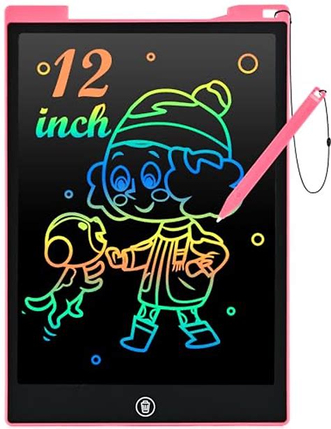 LCD Writing Tablet, 12 Inch Colorful Doodle Board Drawing Tablet For Kids, Reusable Electronic Drawing Pad, Learning Toys Birthday Gift For 3 4 5 6 7 8 Years Old Girls Boys (Pink)
