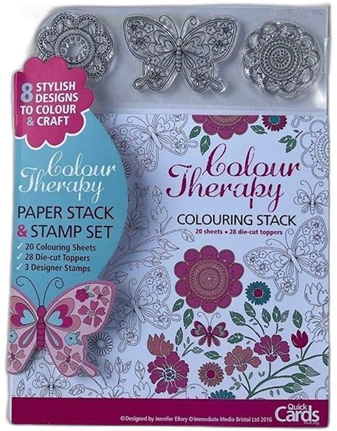 Quick Cards Art | Colour Therapy Paper Stack Coloring Sheet & Stamp Set | Color: White | Size: Os