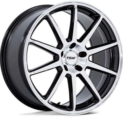 TSW Wheels TW004BD19051243 TW004 Canard Wheel 19X10.5 5X114.3 43 Gloss Black W/Machined Face