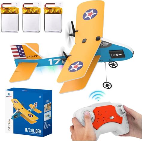 RC Plane, 2.4Ghz Remote Control Airplane With 3 Batteries & 6-Axis Yellow