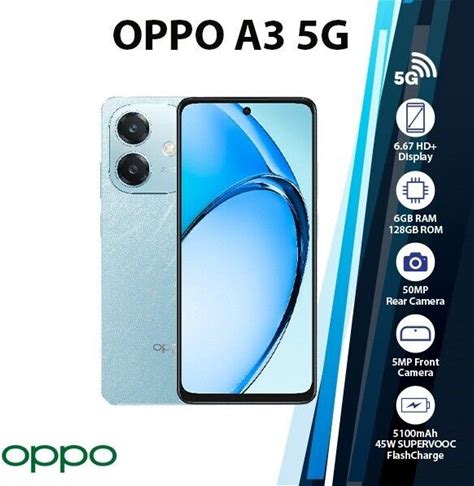 Oppo A3 5G Global Android Cell Phone (Blue/6Gb+128Gb/Unlocked/Dual Sim
