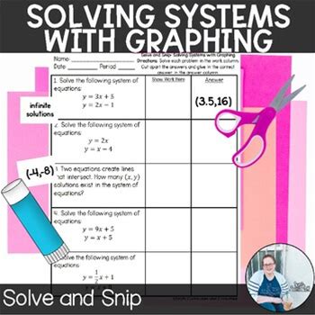 Solving Systems With Graphing Solve And Snip TEKS 8.9A Math Word Problems