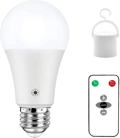 15W Rechargeable Light Bulb With Remote Control Dimmable Battery Powered Light Bulbs, A19 Emergency