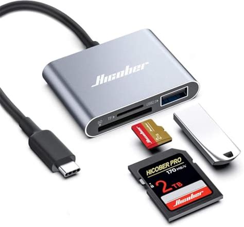 HICOBER 3-In-1 USB-C SD Card Reader, Supports 2TB SD/TF Cards With USB 2.0 Port, Compatible For Android Phones, Tablets, Laptops & iPhone 15,16,17, Po