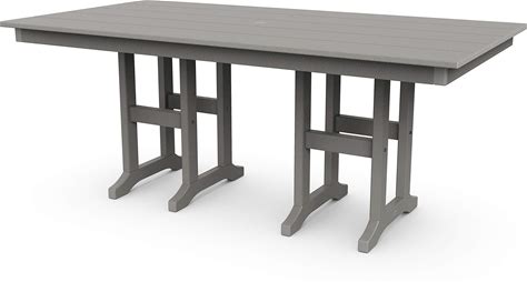 POLYWOOD Lakeside 37" X 72" Outdoor Dining Table, All-Weather HDPE Patio Furniture, Slate Grey, Made In USA