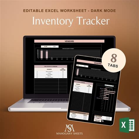 Inventory Stock Tracker Spreadsheet For Excel Dark Mode Inventory Management Sales Purchases Vendors Dashboard Small Business