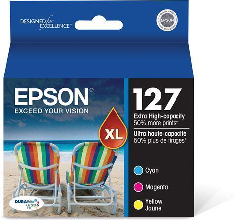 EPSON T127 Durabrite Ultra Ink Standard Capacity Color Combo Pack (T127520) For Select Epson Stylus And Workforce Printers, Cyan