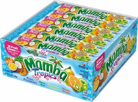 Mamba Tropics Fruit Chews Candy, 18 Pieces (Pack Of 24)