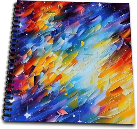 Drawing Book 8 X 8 Inch - Starry Night And Cosmic Light Abstract Art Colorful Digital Painting Alexis Design - Abstract Art Space
